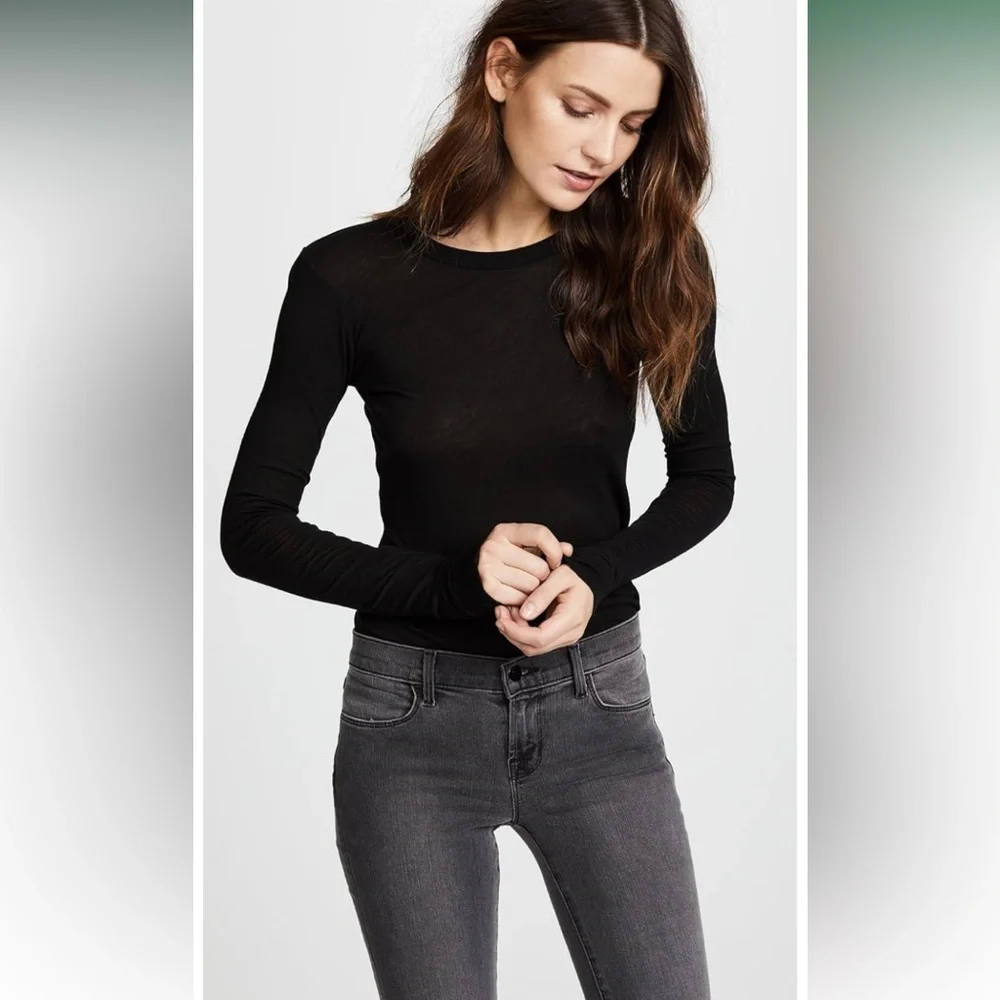 Enza Costa Women's Supima Cotton Tissue Jersey Long Sleeve Top - Picture 2 of 10